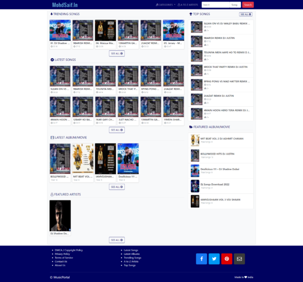home page