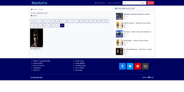 Artist page